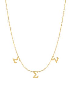 Celebrate sisterhood and commemorate an unforgettable time of your life. Designed in our original Spaced Letter style, BYCHARI is the first to do sorority necklaces in this super chic and special way. Rush to get yours, or give a sentimental gift to pledge your love to someone close to you. Always better when wearing your letters! Click here to add a diamond to your custom necklace! Made to order. Will require 3-4 weeks to produce. Classic Necklace For Personalized Gift, Charms Name Necklace For Anniversary, Custom Initials Necklace For Anniversary, Custom Anniversary Necklace With Initials, Personalized Sorority Jewelry Gift, Sigma Sigma Sigma, Scorpio Gifts, Sagittarius Gifts, Virgo Gifts