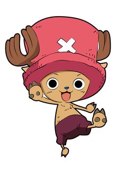 a cartoon character wearing a red hat with horns on it's head and eyes