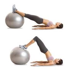 a woman is doing exercises on an exercise ball