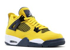 These retro 4’s are yellow, dark grey, and white in color. The base of the shoe is yellow durabuck with the signature Jordan 4 netting on the sides in black. The midsoles are white with the outsoles being dark grey in contrast. The eyelets are dark grey along with the outer lining of the tongue. The signature Jumpman logo is embroidered on the back of the heel with black thread. This bold colored shoe is a show stopper for sure. Yellow Air Jordan 4 With Boost Midsole For Sports, Yellow Air Jordan 4 With Boost Midsole For Streetwear, Yellow Air Jordan 4 Sporty Streetwear, Yellow Air Jordan 4 For Streetwear, Yellow Air Jordan 4 Sports Shoes With Round Toe, Yellow Air Jordan 4 Sporty Shoes With Branded Insole, Yellow High-top Air Jordan 4 For Streetwear, Yellow Air Jordan 4 Lace-up Sports Shoes, Sporty Yellow Air Jordan 4 With Boost Midsole