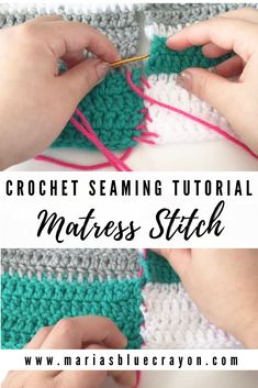 someone is crocheting the stitchs on a piece of yarn