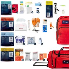 an assortment of emergency items including gloves, first aid kits and other personal care items