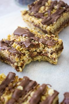 chocolate and oatmeal bars are on the table