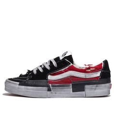 Vans Sk8-Low Reconstruct 'Black Red' VN0009QS458 Red And Black Shoes, Vans Sk8 Low, Sk8 Low, Vans Sk8, Red And Black, Black Shoes, Black Red, Style Me, Black And Red