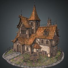 Medieval Fantasy House, Fantasy House Art, Taverna Medieval, House Concept Art, Parking Plan