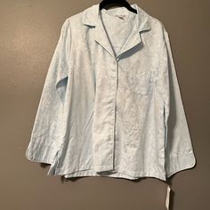 Nwt! Part Of A 2-Piece Set But Only Comes With The Top. Retails $69 For The Set Blue Relaxed Fit Top For Pajama Party, Blue Relaxed Fit Top For Bedtime, Light Blue Relaxed Fit Sleepwear, 1960s Lingerie, Pink Nightgown, Peignoir Sets, Light Blue Shorts, Pink Floral Pattern, Nightgowns For Women