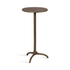 a round table with an iron base and wooden top, on a white background photo