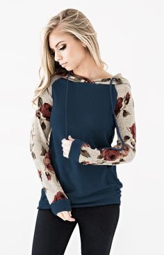 Women's Casual Color Block Floral Long Sleeve Pullover Drawstring Sweatshirt Top with Pockets. Material: Cotton and polyester mixedFeatures: Floral printed long sleeve, Adjustable Drawstring, Kangaroo Pockets, Regular fit, HoodieAvailable Sizes: Medium, Large, X-LargeAvailable Colors: Black, Red, Blue, Black Long Winter Coats Women, Light Pink Shirt, Fashion Patchwork, Occasion Wear Dresses, Floral Pullover, Floral Hoodie, Long Winter Coats, Fashion Hoodies, Casual Tops For Women