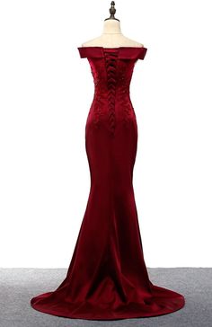 Siren Chic: Mermaid Style Evening Dresses Burgundy Prom Dress Mermaid, Off Shoulder Evening Dress, Prom Dresses Simple, Prom Dresses 2018, Lace Evening Gowns, Mismatched Bridesmaid Dresses, Simple Prom Dress, Dress Off Shoulder