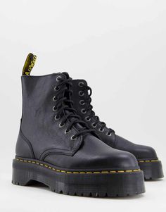 Boots by Dr. Martens This item is excluded from promo Airwair pull tab for easy entry Lace-up fastening Eight eyelets Round toe Signature contrast stitching Durable Goodyear welt Platform air-cushioned sole Lugged grip tread Jadon Pisa, Dr Martens Jarrick, Dr Martens Jadon, Heeled Chelsea Boots, Trainer Boots, Goodyear Welt, Boots And Sneakers, Heeled Loafers, Doc Martens