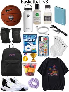 there are many items that can be found in this basketball bag