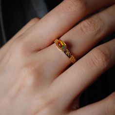 Ornamental Filigree Fire Opal Engagement Ring Fire Opal Ring Engagement, Ornamental Filigree, Opal Ring Engagement, Gold Opal Engagement Ring, Fire Opal Engagement Ring, Promise Bracelet, Opal Birthstone, Opal Engagement Ring, Baroque Art