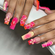 vacayyyy readyyyyy🧡🩷 thank u guys for always getting cool stuff 🫶🏻 hope yall enjoying yall weekend 😌 insp. @nailedby.mariaa . . . . #nailart #nailartist #njnails #ewingnails #trentonnails #handpainted #sculptednails #gelnailart #freestylenails #trendynails #airbrushednails #freestylenails #njnailtech #structuredmanicure #handpaintednails #vacationnails #tropicalnails #summernails #3dnails #3dflowersnails #3dflowernails #pinknails #orangenails Beach Themed Nails, Themed Nails, 3d Flower Nails, Sculpted Nails, Birthday Inspiration, Tropical Nails, White Acrylic Nails, Girly Acrylic Nails, Cute Acrylic Nail Designs