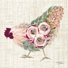 Botanical Rooster II Poster Print by Michele Norman Image 1 Chicken Artwork, Dyi Art, Painted Canvases, Forest Watercolor, Chicken Kitchen, Craft Painting, Chicken Art, Chickens And Roosters, Computer Graphics