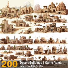 desert buildings and game assets