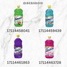 four different types of laundry detergents on a white marble background with text below