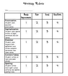 the writing rubbie is shown in this worksheet