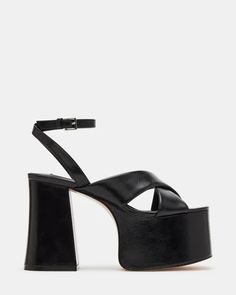 MISTY Black Leather Platform Block Heel | Women's Heels – Steve Madden Modern Leather Heels With Chunky Platform, Modern Chunky Platform Leather Heels, Edgy Chunky Platform Heels With Square Toe, Chic Chunky Platform Leather Heels, Chic Leather Chunky Platform Heels, Modern Black Chunky Platform Heels, Platform Block Heels, Leather Socks, Leather Wear