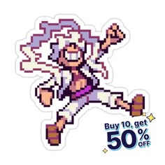 Decorate laptops, Hydro Flasks, cars and more with removable kiss-cut, vinyl decal stickers. Glossy, matte, and transparent options in various sizes. Super durable and water-resistant. Kore ga watashi no saikō-tendesu! Gear Fifth. Gear Fifth Luffy, One Piece Perler Beads, Pixel Art Sticker, One Piece Gear 5, Anime Pixel, Pixel Art Background, Luffy Gear 5, Cool Pixel Art, Cute Sewing Projects