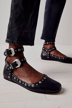 Trendy Flats, Strap Flats, Rounded Square, Free People Shoes, Buckle Shoes