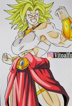 a drawing of gohan from the dragon ball game with his arms stretched out and one hand on his hip