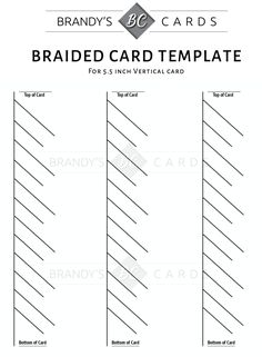 the braided card template is shown in black and white, with three vertical lines on each