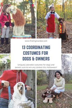 some people are wearing costumes for dogs and owners