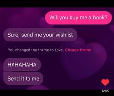 two texts that say, will you buy me a book?