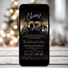 an iphone with the new year's eve card on it