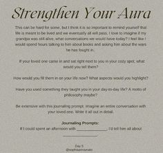 a poem written in black and white with the words,'strength your aura '