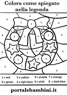 the color by number coloring page for children with an image of a christmas ornament