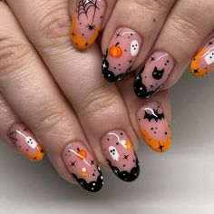 Nail Art Halloween, Halloween Nails Easy, Halloween Press On Nails, Cute Halloween Nails, Summer Nail Art, Nails For Women, Nail Fashion, Halloween Nail Designs, Halloween Nail