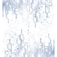 an abstract blue and white background with lots of dots in the shape of electronic circuit boards