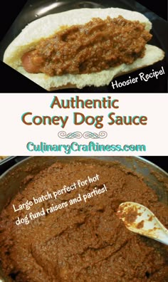 the recipe for authentic coney dog sauce is shown