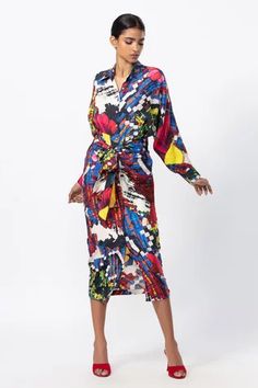 Shop for Saaksha and Kinni Blue Satin Abstract Floral Print Dress for Women Online at Aza Fashions Silk Digital Print Party Dresses, Silk Party Dress With Digital Print, Multicolor Printed Silk Midi Dress, Multicolor Silk Midi Dress With Abstract Print, Silk Abstract Print Party Dress, Silk Dress With Abstract Print For Party, Party Dresses In Multicolor Abstract Print, Silk Party Dress With Abstract Print, Multicolor Abstract Print Party Dress