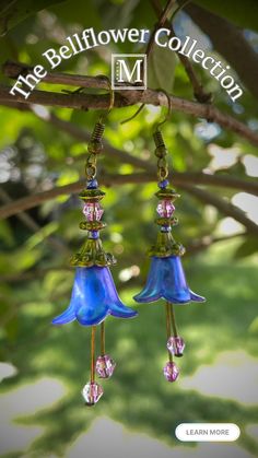 Add a floral touch with our Bellflower Earrings 🌸 Pretty flower dangle earrings available in 4 colors. Choose from gold, silver, and antique bronze finishes to suit your vibe! 🌿 Lucite Earrings, Victorian Boho, Bell Earrings, Fantasy Necklace, Goth Necklace, Lucite Jewelry, Silk Necklace, Celtic Necklace, Fantasy Gifts