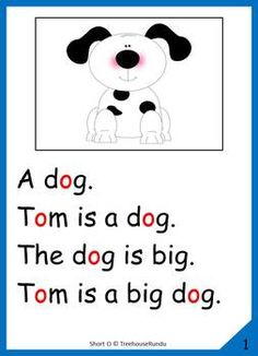 a blue book with an image of a dog and the words tom is a dog