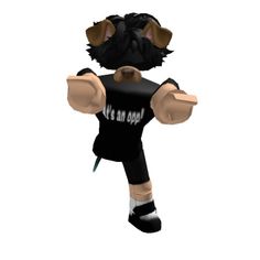 a cartoon character is wearing a black shirt and has his arms spread out to the side