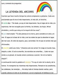 an open book with spanish text and rainbows