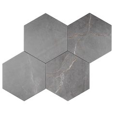 three hexagons made out of grey marble