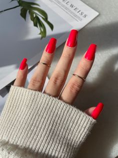 Classic Red Medium Square Press on Nails Full Set of 24 Etsy Nails Full Set, Square Press On Nails, Funny Morning Pictures, Style Essentials, Red Square, Random Image, Signature Look, Fashion Essentials