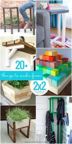 there are many different things that can be made out of wood and plastic blocks, including a table with plants in it