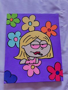 canvas art painting acrylic cartoon lizzie mcguire easy beginners Cartoon Art Colorful, Lizzie Mcguire Drawing, Picture Painting Ideas Easy, Trippy Powerpuff Painting, Things To Paint Around The House, Cute Small Acrylic Paintings, Easy Characters To Paint, Fairly Odd Parents Canvas Art, Cartoon Characters High Paintings Easy