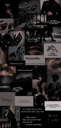 a collage of photos with words and pictures on them, including an image of a man