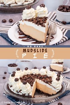 no bake muddled pie with chocolate chips and whipped cream