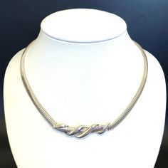 "Fine Silver Flat Snake Chain Necklace with Center Detail- Vintage .999 Silver ~Made in USA - 18.5\" - ET1385 Metal Content: .999 Silver (Fine Silver) Clasp: Lobster Measurements Length:  18.5\"  Width of Chain:  1/4\" (6mm) Weight: 41.31 Grams - this is a heavy chain Marked: .999 USA Condition: Excellent  Each piece is thoroughly examined and refinished as needed by our professional jewelers, tested to guarantee metal content,  graded by our in-house GIA (Gemological Institute of America) Graduate Gemologist, and inspected for quality before being carefully packaged and promptly shipped. Thank you for taking the time to shop with us! We have hundreds of more listings, with more being added every week! From necklaces to bracelets, the classics and trendy.  We are likely to have something y Polished Snake Chain Necklace For Formal Occasions, Formal Polished Snake Chain Necklace, Silver Fine Jewelry Custom Necklace For Formal Occasions, Formal Silver Snake Chain Necklace, Silver Luxury Snake Chain Necklace, Classic Engraved Snake Chain Jewelry, Elegant Sterling Silver Hallmarked Chain Necklace, Formal Silver Pendant Custom Necklace, Luxury Hallmarked Chain Necklace For Anniversary