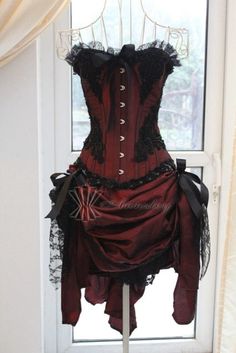 Red Gothic Corset Dress - Ashley's Cosplay Cache Maternity Corset, Gothic Formal Dresses, Gothic Corset Dress, Burgundy Corset, Gothic Corset Dresses, Plus Size Women Dresses, Gothic Prom Dress, Plus Size Gothic, Vintage Maternity