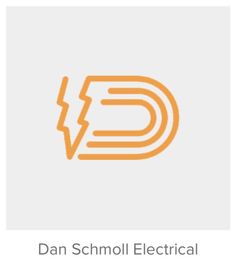 the logo for dan schnoll electrical, which has been changed to be orange