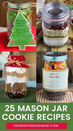 mason jar cookie recipe collage with the words 25 mason jar cookie recipes