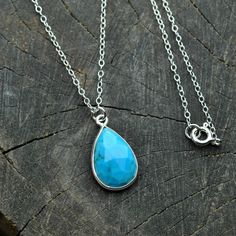 Turquoise Necklace Sterling Silver Genuine Turquoise Drop - Etsy Greece Dainty Blue Turquoise Necklace In Sterling Silver, Dainty Blue Sterling Silver Turquoise Necklace, Sterling Silver Teardrop Turquoise Necklace For Gifts, Pendant For Women, Jade Jewelry, Genuine Turquoise, Emerald Jewelry, Turquoise Pendant, Necklace Sterling Silver